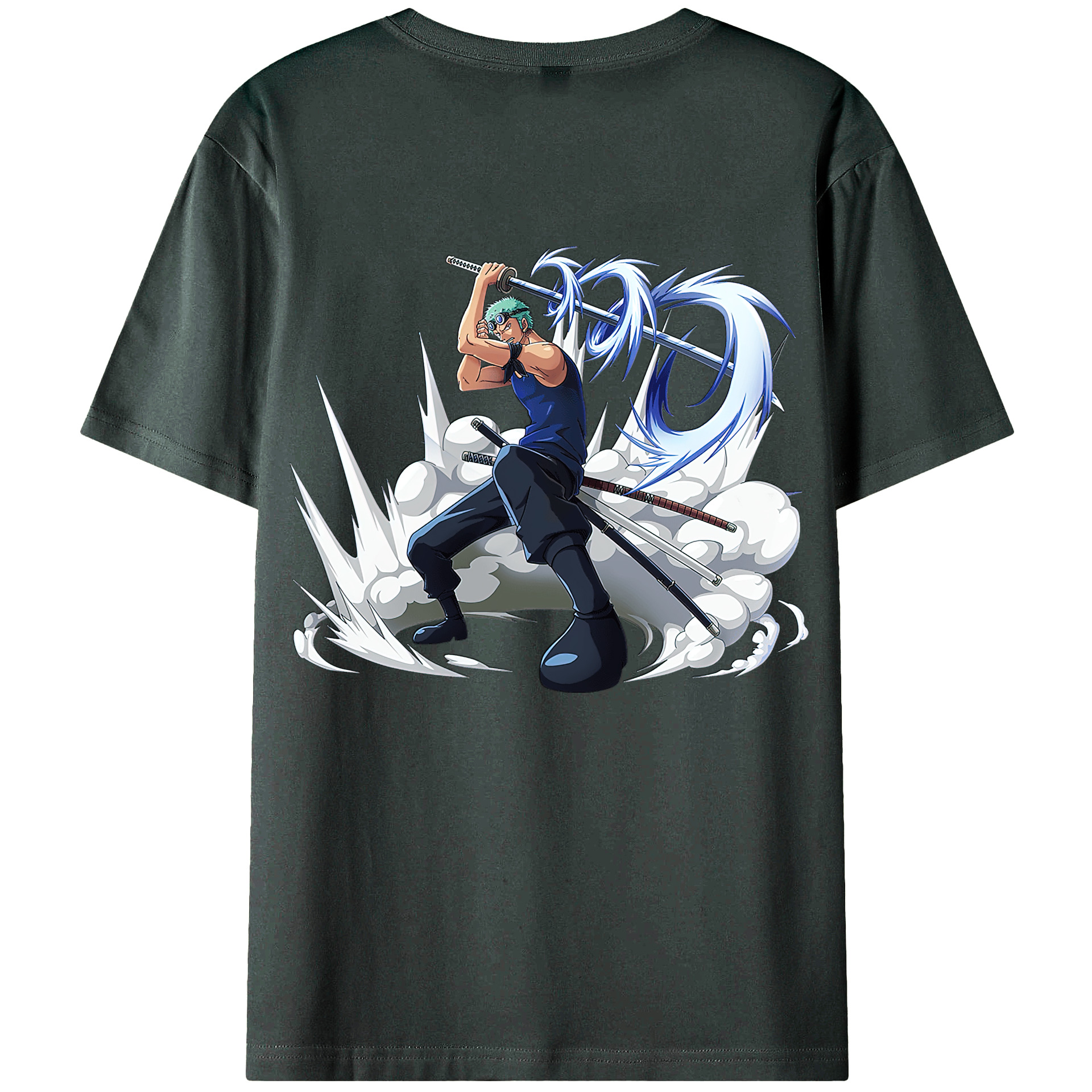 ワンピース ロロノア・ゾロ ONE PIECE Roronoa Zoro 綿100％ メンズ半袖Tシャツ（バックプリント） 通気性